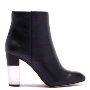 ENZO ANGIOLINI Hadie Black Leather Lucite Block Heel Booties sz 40